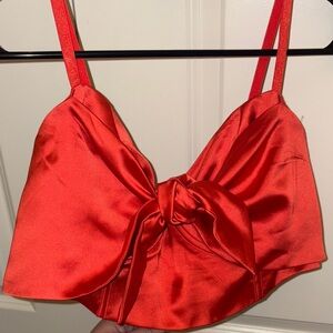 Vibrant Orange Bow Crop Top